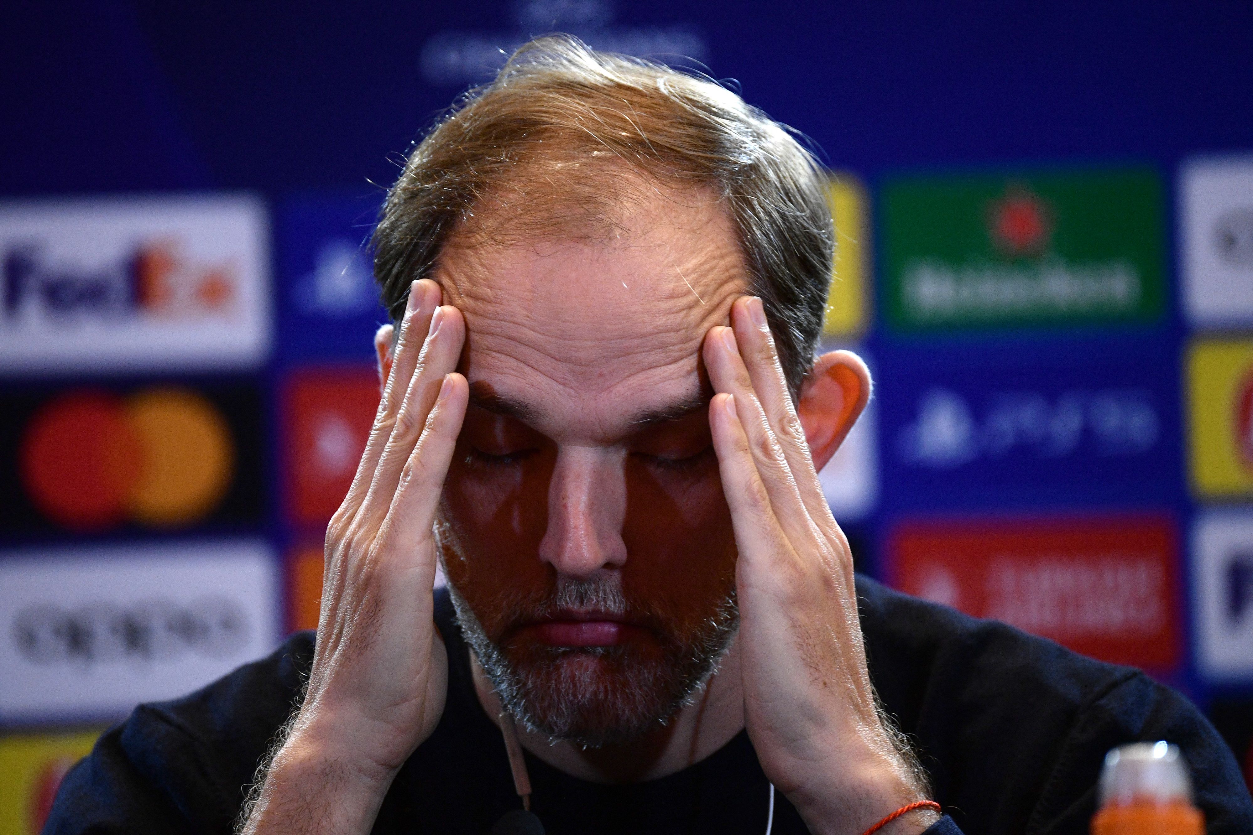 Thomas Tuchel attending a press conference at Bayern Munich manager.