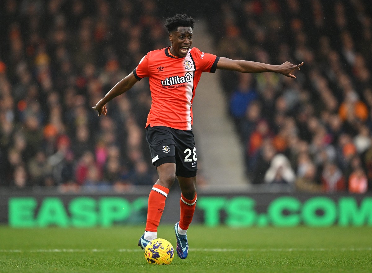 luton vs chelsea lokonga Albert Sambi Lokonga in action for Luton Town