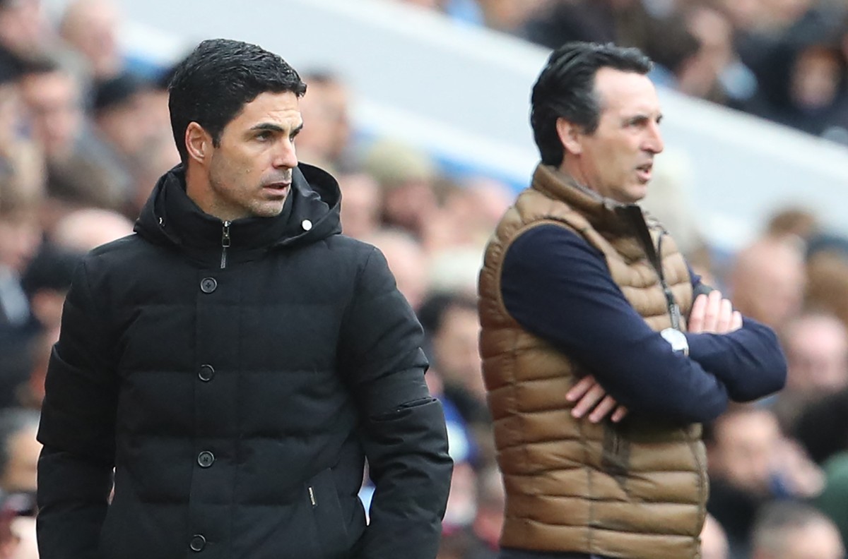 villa v arsenal arteta and emery