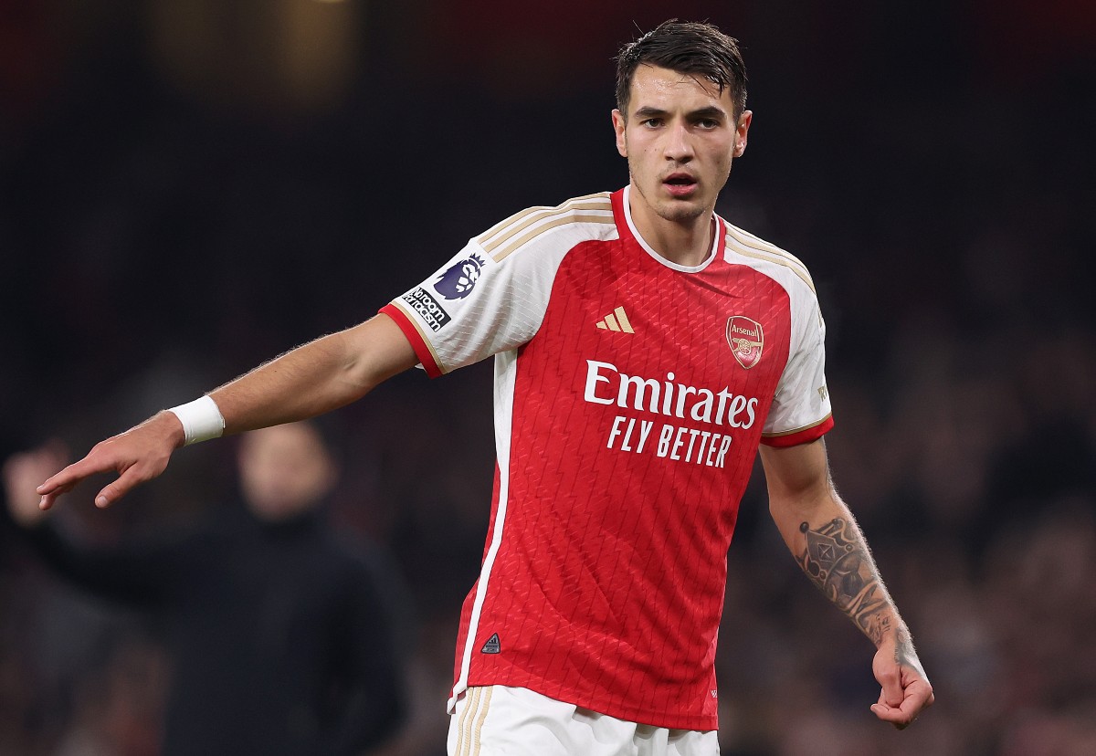 Jakub Kiwior in action for Arsenal
