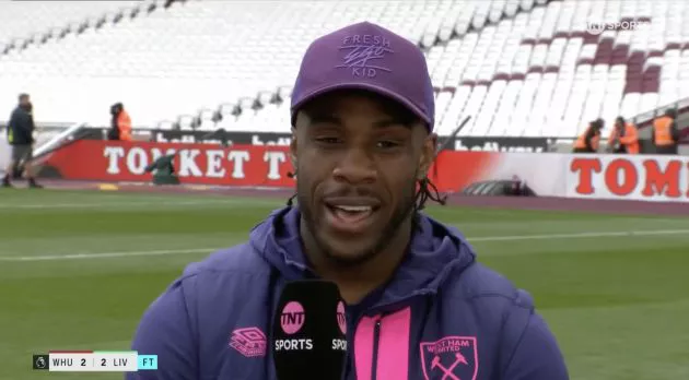 Michail Antonio talking to TNT Sports.