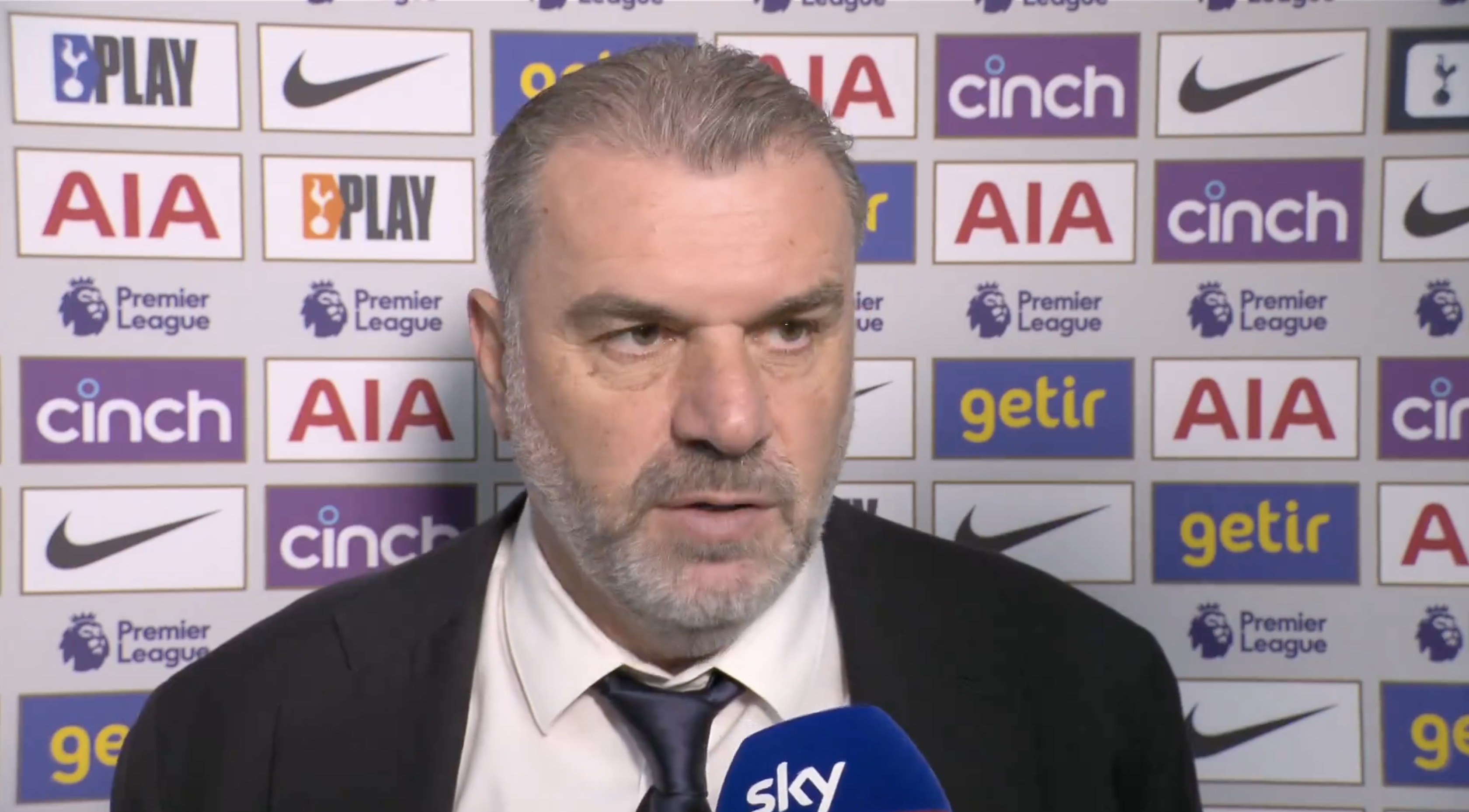 Ange Postecoglou reacts to Arsenal defeat.