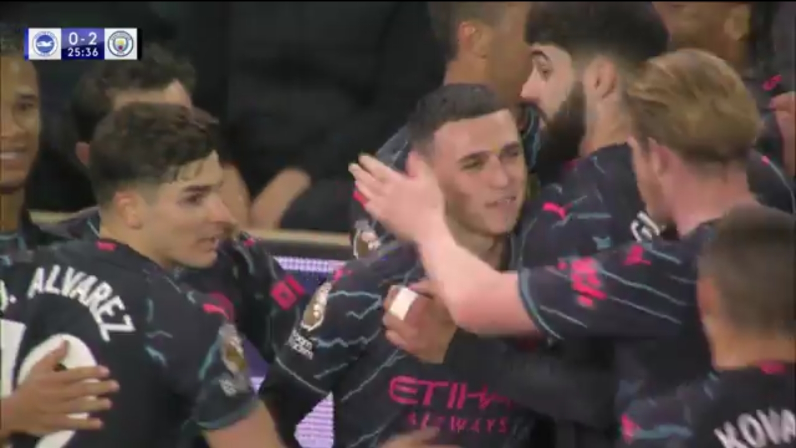Manchester City handed questionable free-kick against Brighton which Phil Foden scored from to make it 2-0.