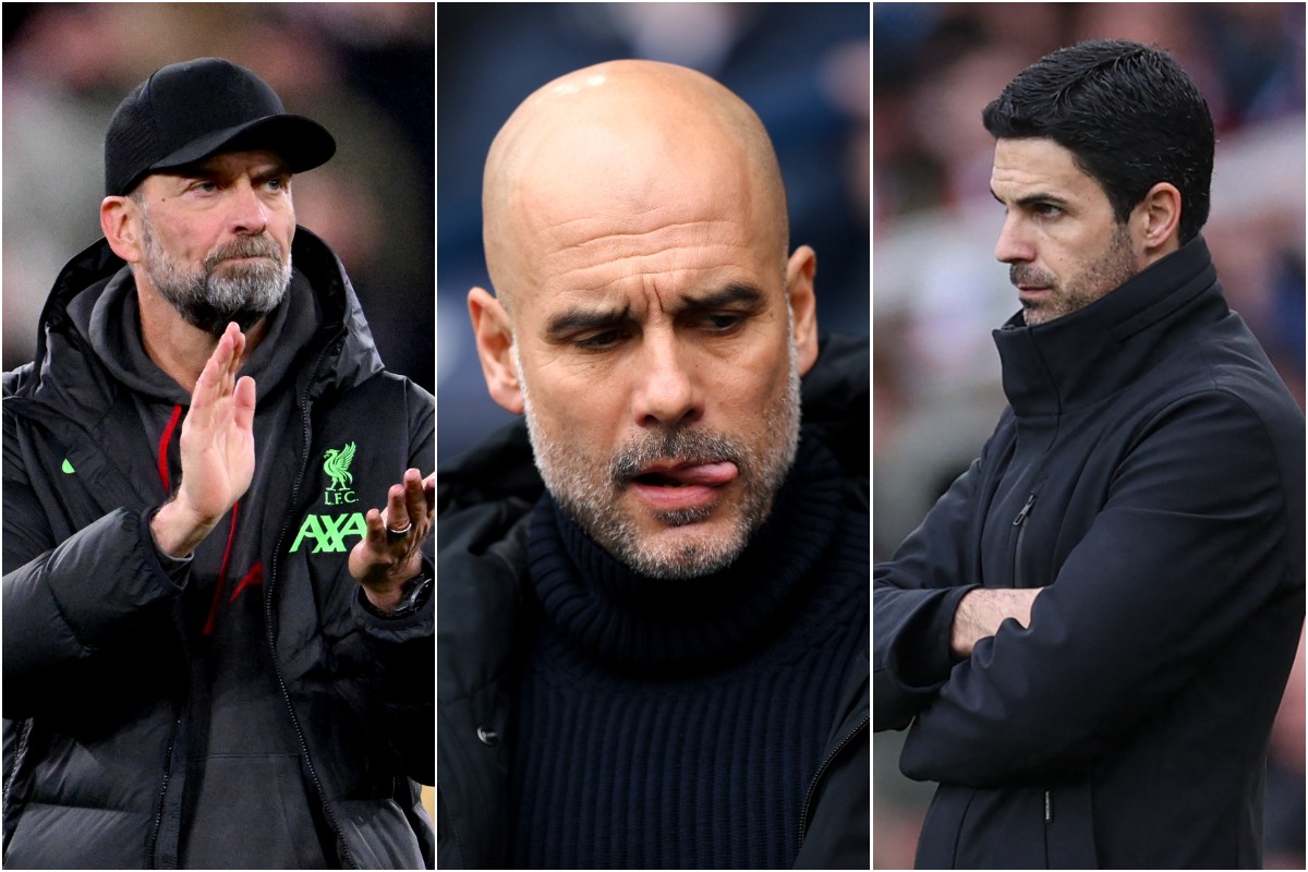 klopp guardiola arteta managers premier league