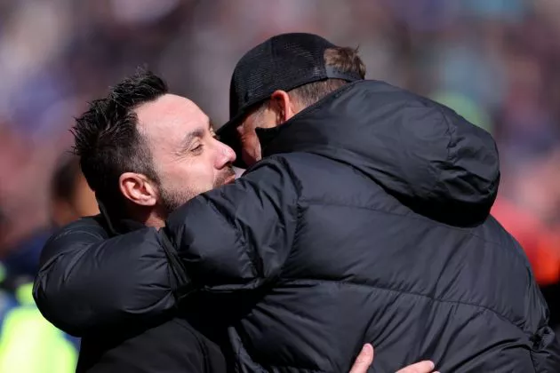 liverpool brighton roberto de zerbi and jurgen klopp