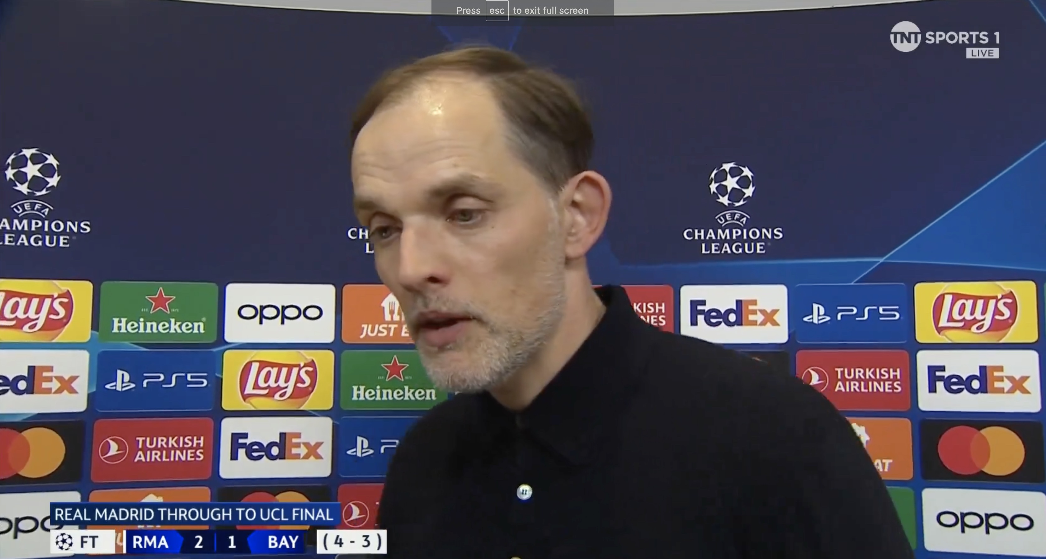Thomas Tuchel speaks to TNT Sports.