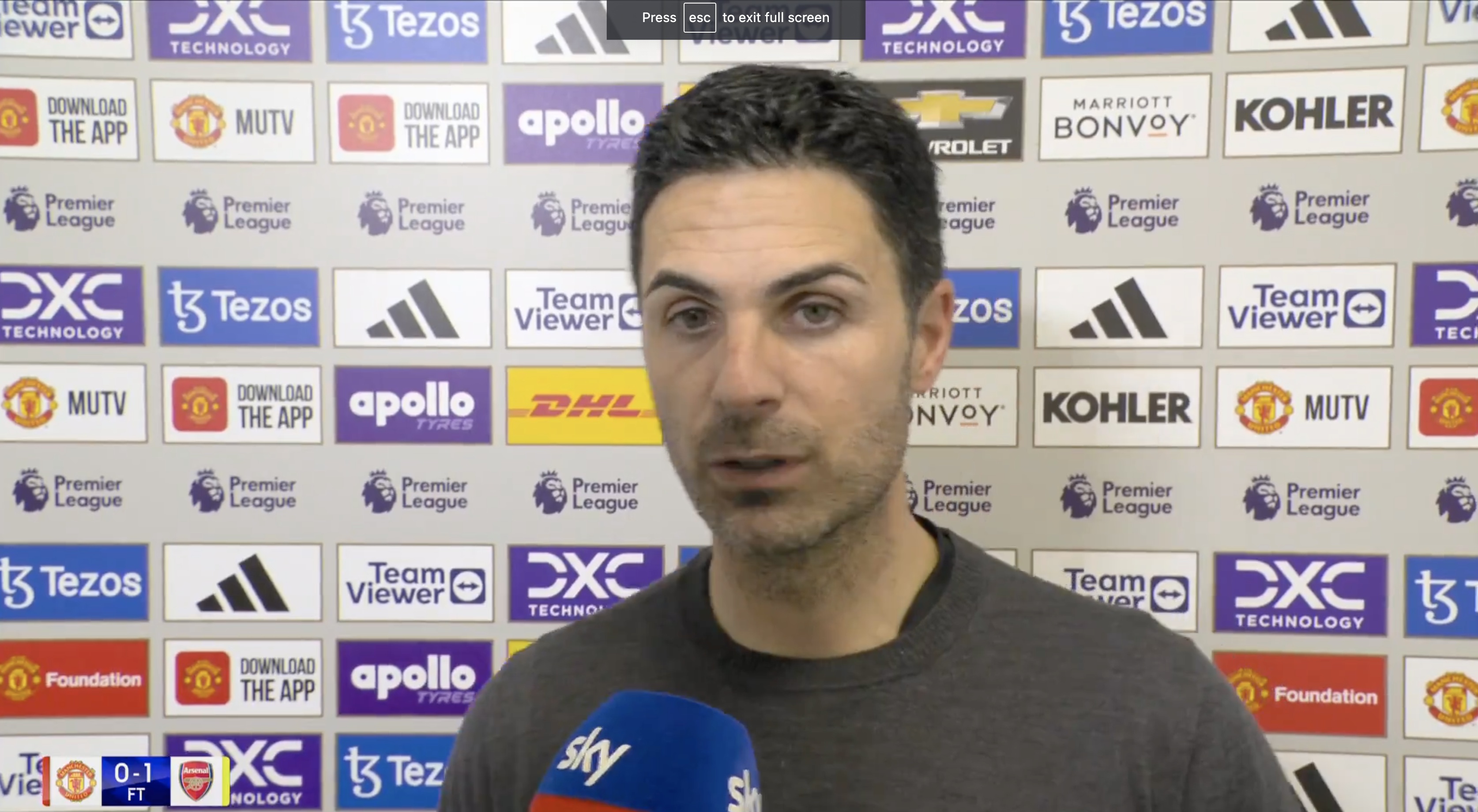 Mikel Arteta post match reaction.