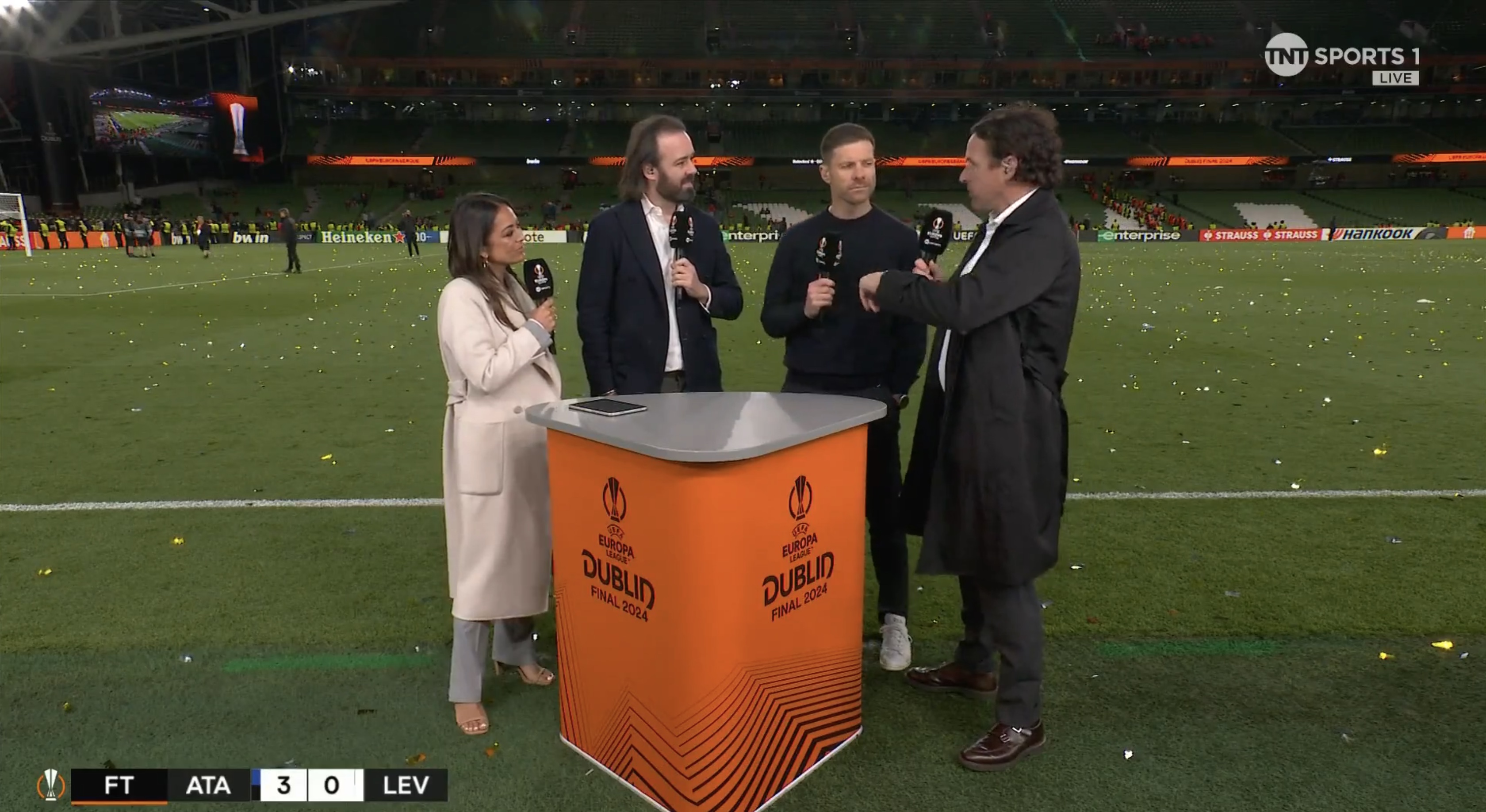 Xabi Alonso reacts to Europa League final defeat.