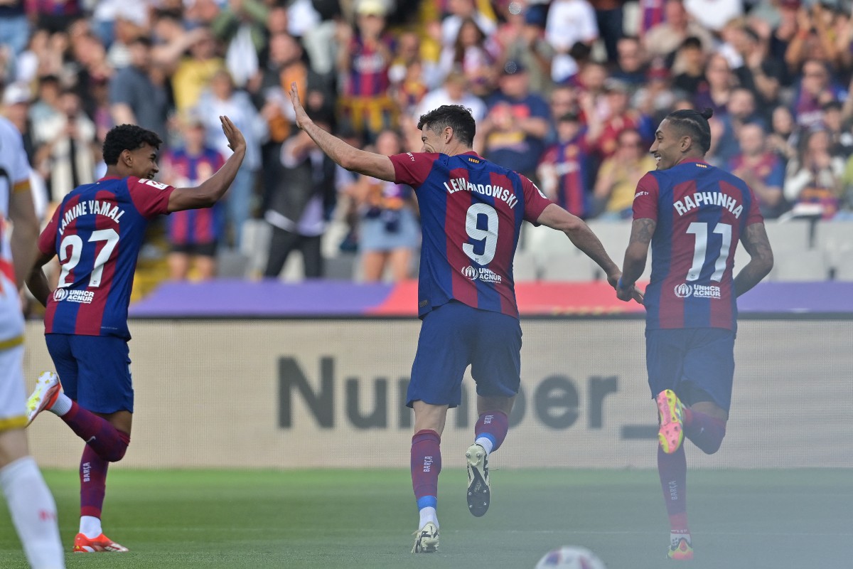 barcelona rayo lewandowski raphinha