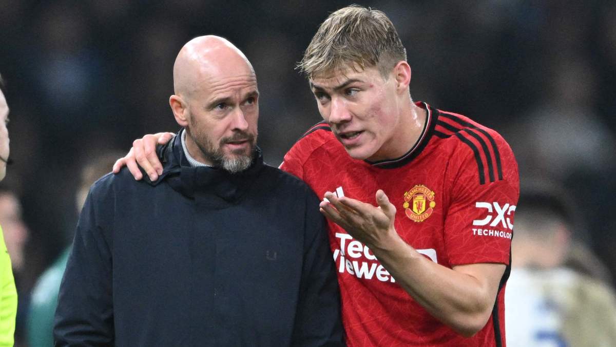Erik ten Hag and Rasmus Hojlund Man United