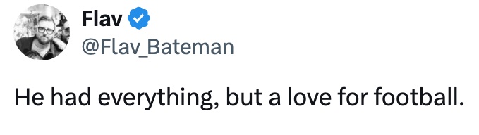 A tweet by Flav Bateman about Tanguy Ndombele