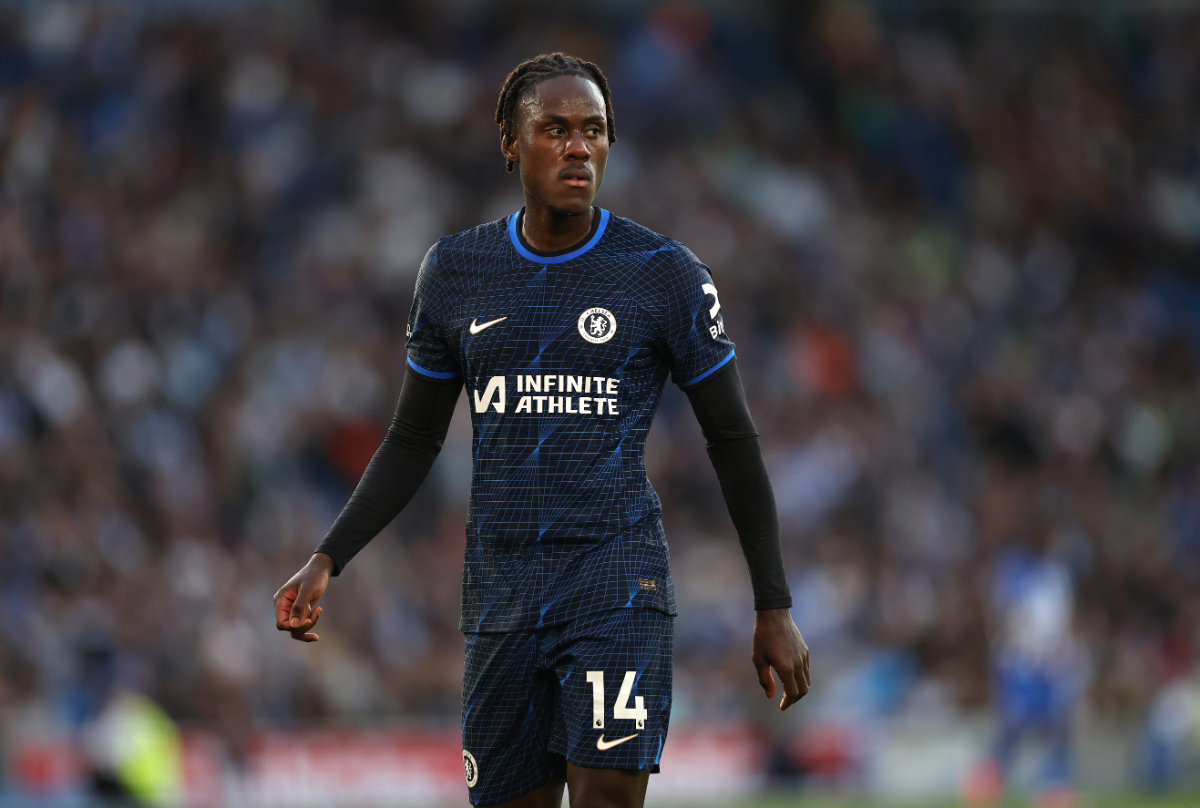 Trevoh Chalobah of Chelsea reacts during the Premier League match between Brighton & Hove Albion and Chelsea FC at American Express Community Stadium on May 15, 2024 in Brighton, England.