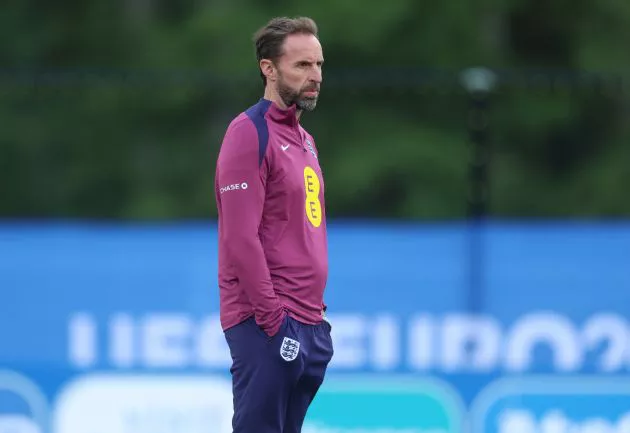Gareth Southgate England coach during training at Spa & Golf Resort Weimarer Land on June 12, 2024 in Blankenhain, Germany.