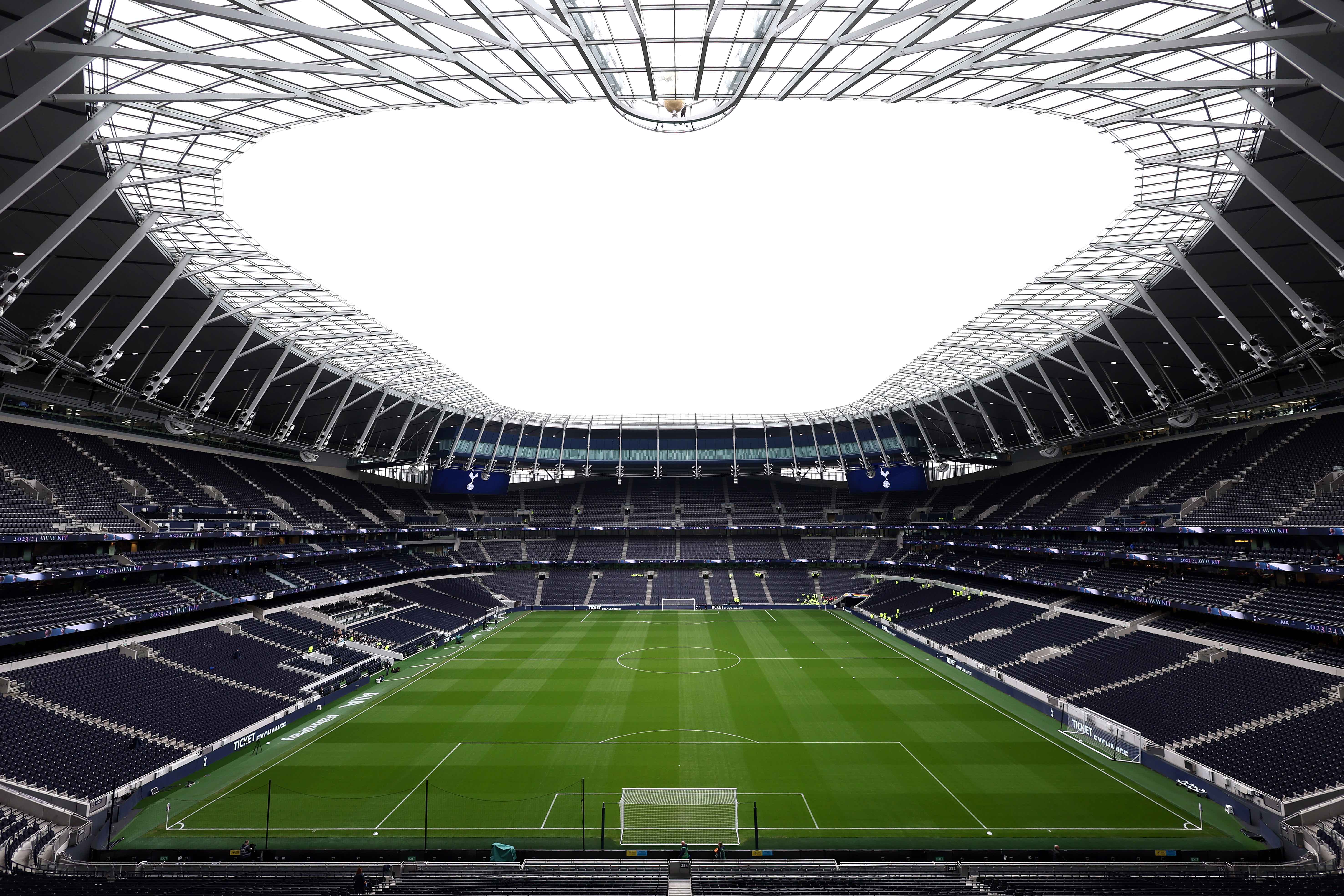A general view showing the inside of an empty Tottenham Hotspur Stadium