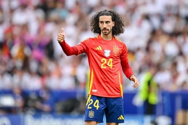 Marc Cucurella in action for Spain.