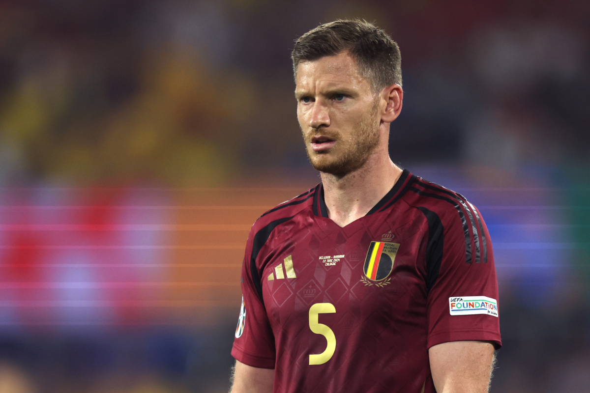 Jan Vertonghen of Belgium during the UEFA EURO 2024 group stage match between Belgium and Romania at Cologne Stadium on June 22, 2024 in Cologne, Germany.