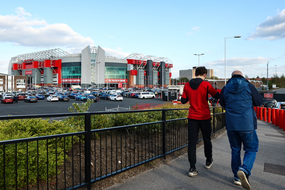 MANCHESTER, ENGLAND - APRIL 24: General view outside the stadium as fans arrive prior to the Premier League match between Manchester United and Sheffield United at Old Trafford on April 24, 2024 in Manchester, England.