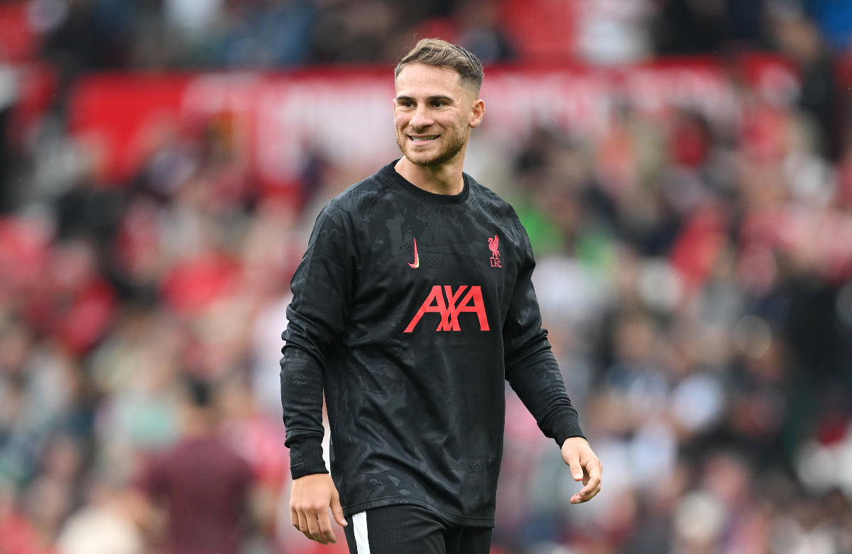 Liverpool's Alexis Mac Allister at Old Trafford. (Photo by Michael Regan/Getty Images)