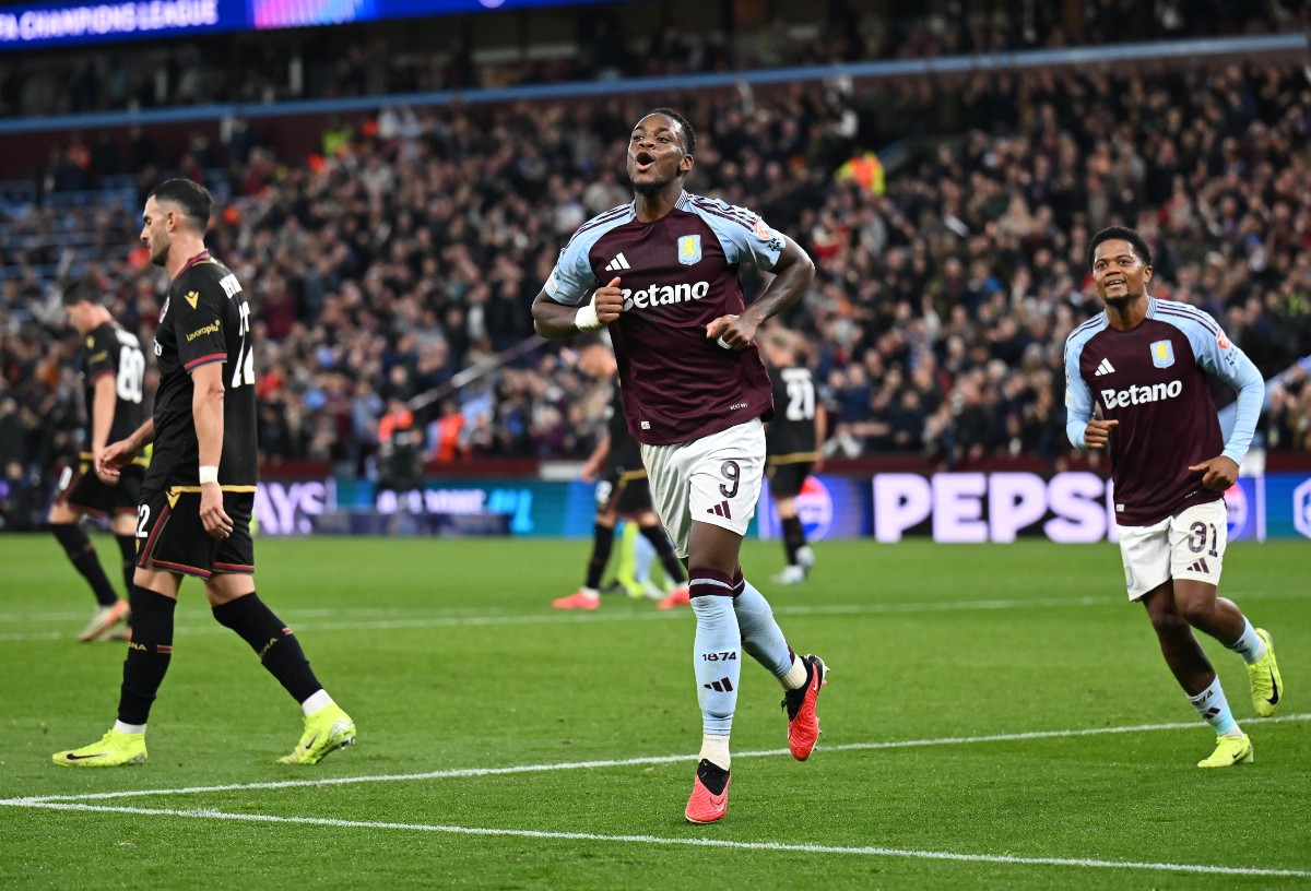 Jhon Duran celebrates scoring for Aston Villa against Bologna Jhon Duran celebrates scoring for Aston Villa against Bologna