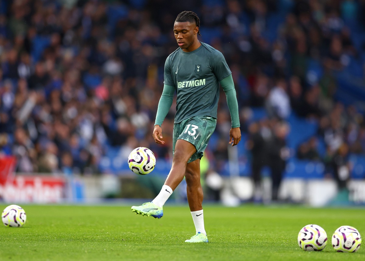 Brighton Tottenham Destiny Udogie Destiny Udogie of Tottenham before the game against Brighton