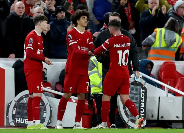 Liverpool Jayden Danns Alexis Mac Allister