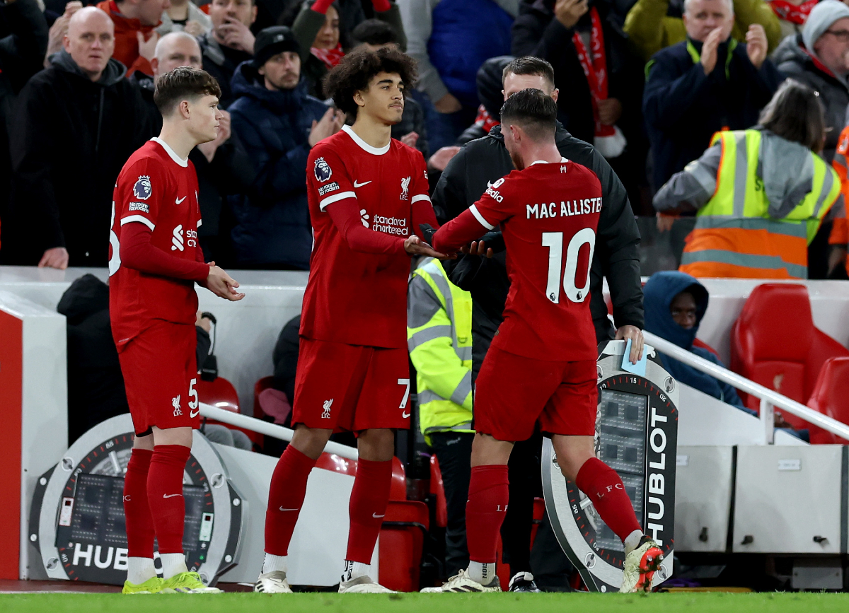 Liverpool Jayden Danns Alexis Mac Allister