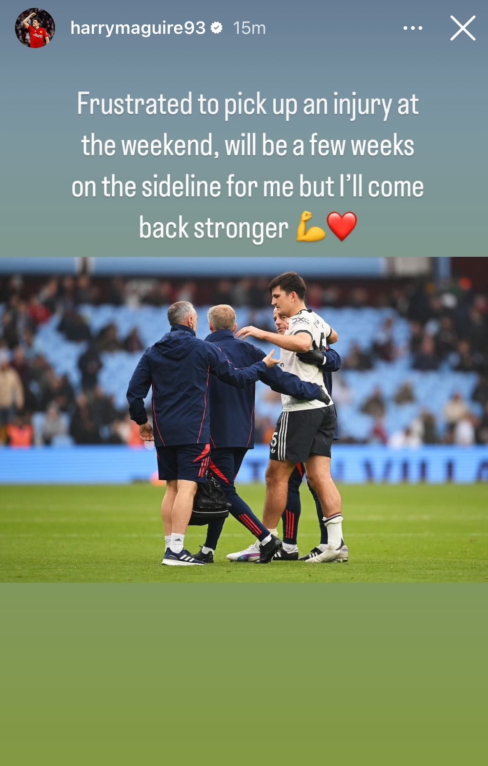 Harry Maguire has posted an injury update on Instagram