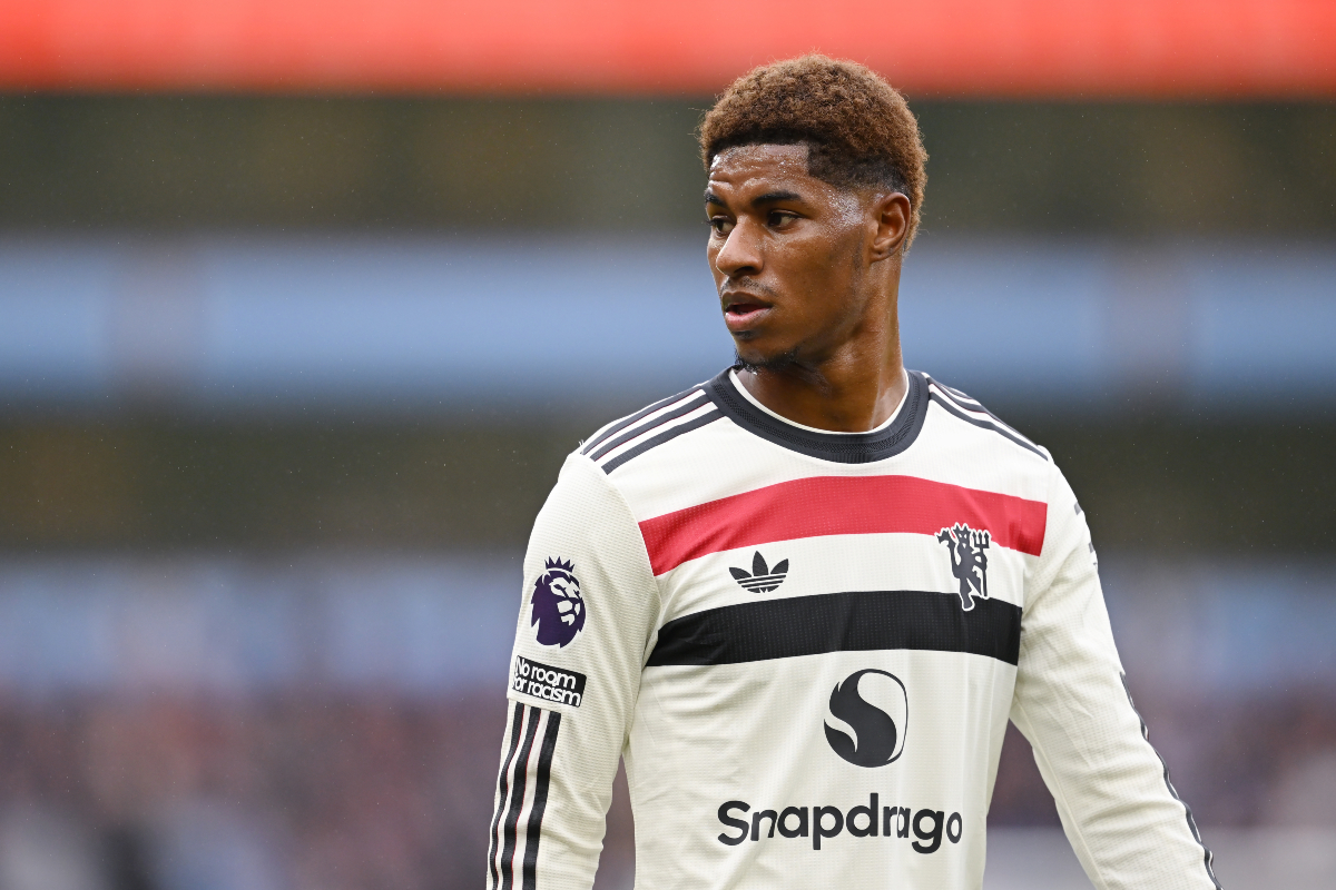 Should Man United's Marcus Rashford have been sent off against Aston Villa? (Photo by Michael Regan/Getty Images)