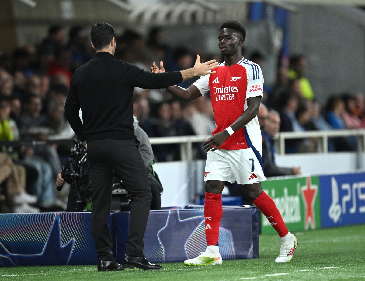 Mikel Arteta and Bukayo Saka in Arsenal's game against Atalanta