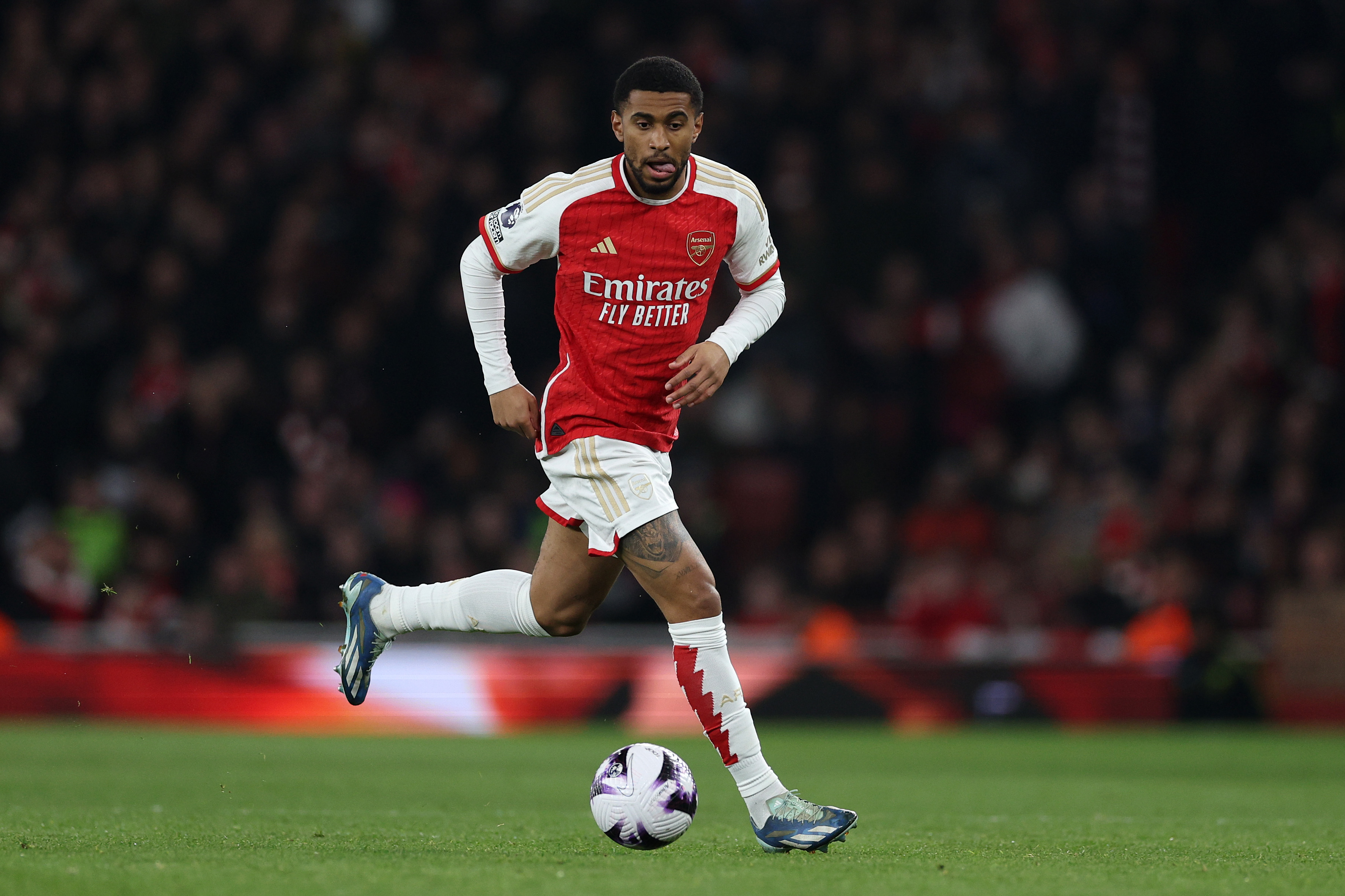 Reiss Nelson in action for Arsenal
