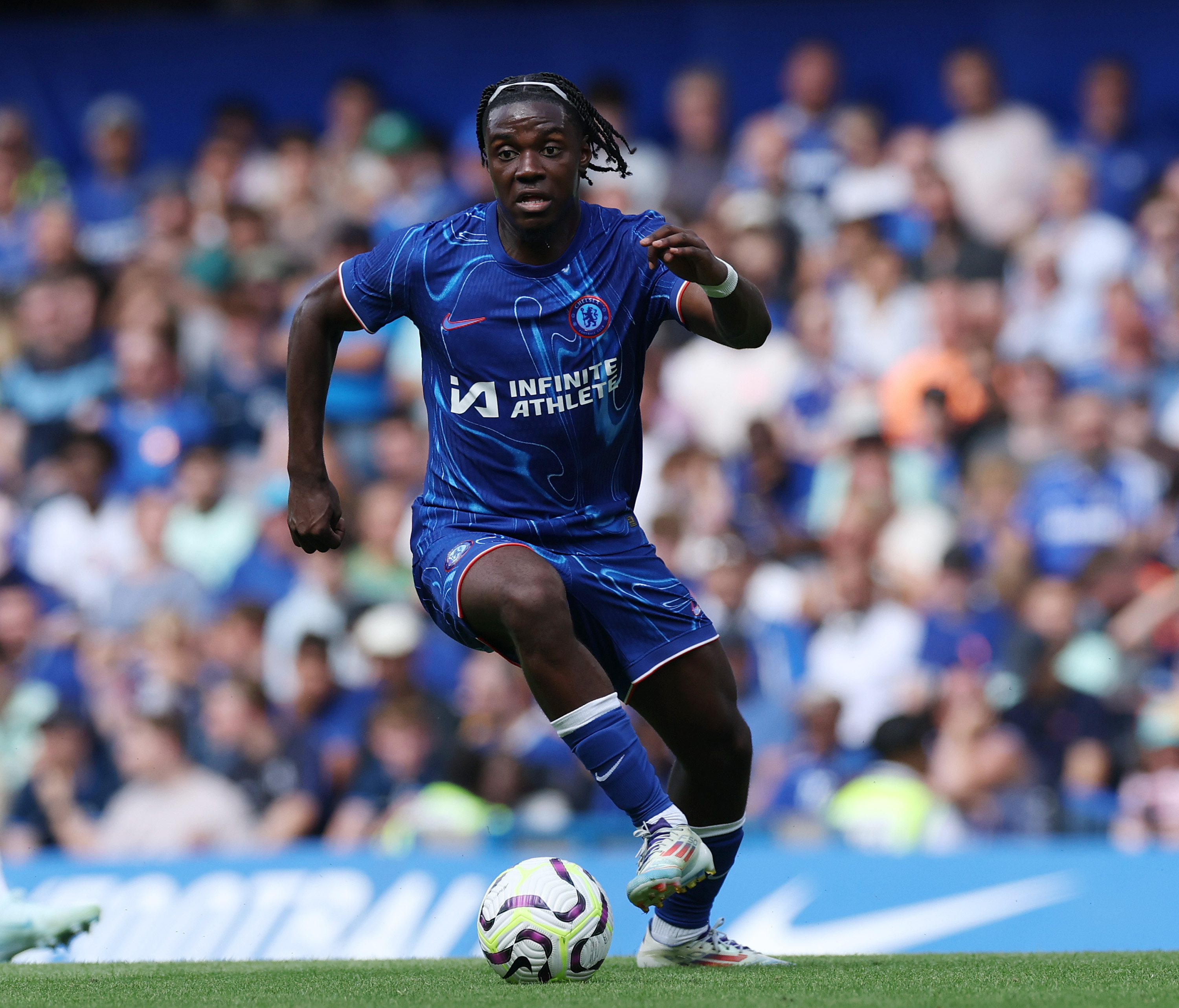 Romeo Lavia playing for Chelsea against Inter Romeo Lavia in action for Chelsea against Inter