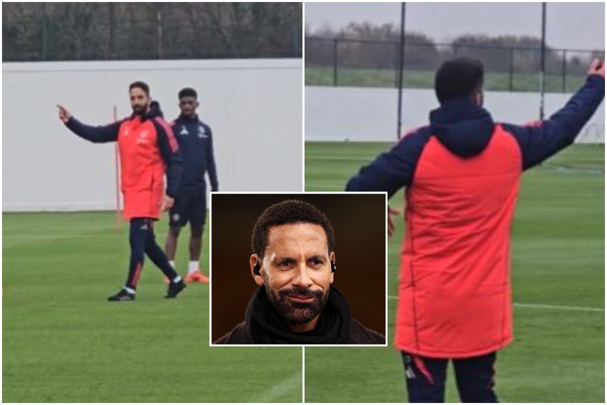 Rio Ferdinand during punditry duty and shots from a Ruben Amorim training session