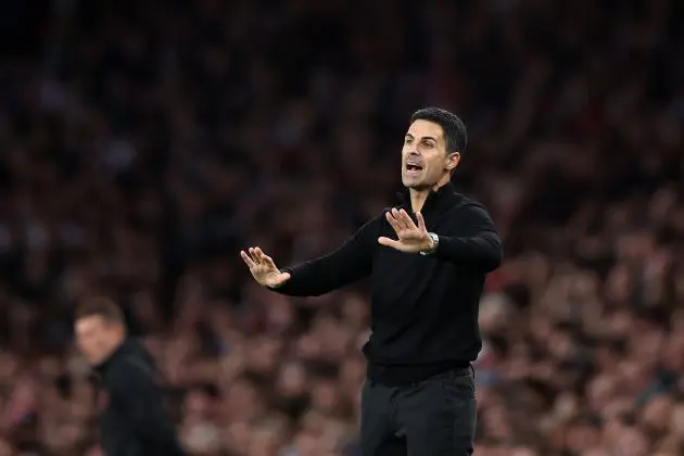 Mikel Arteta, Manager of Arsenal reacts