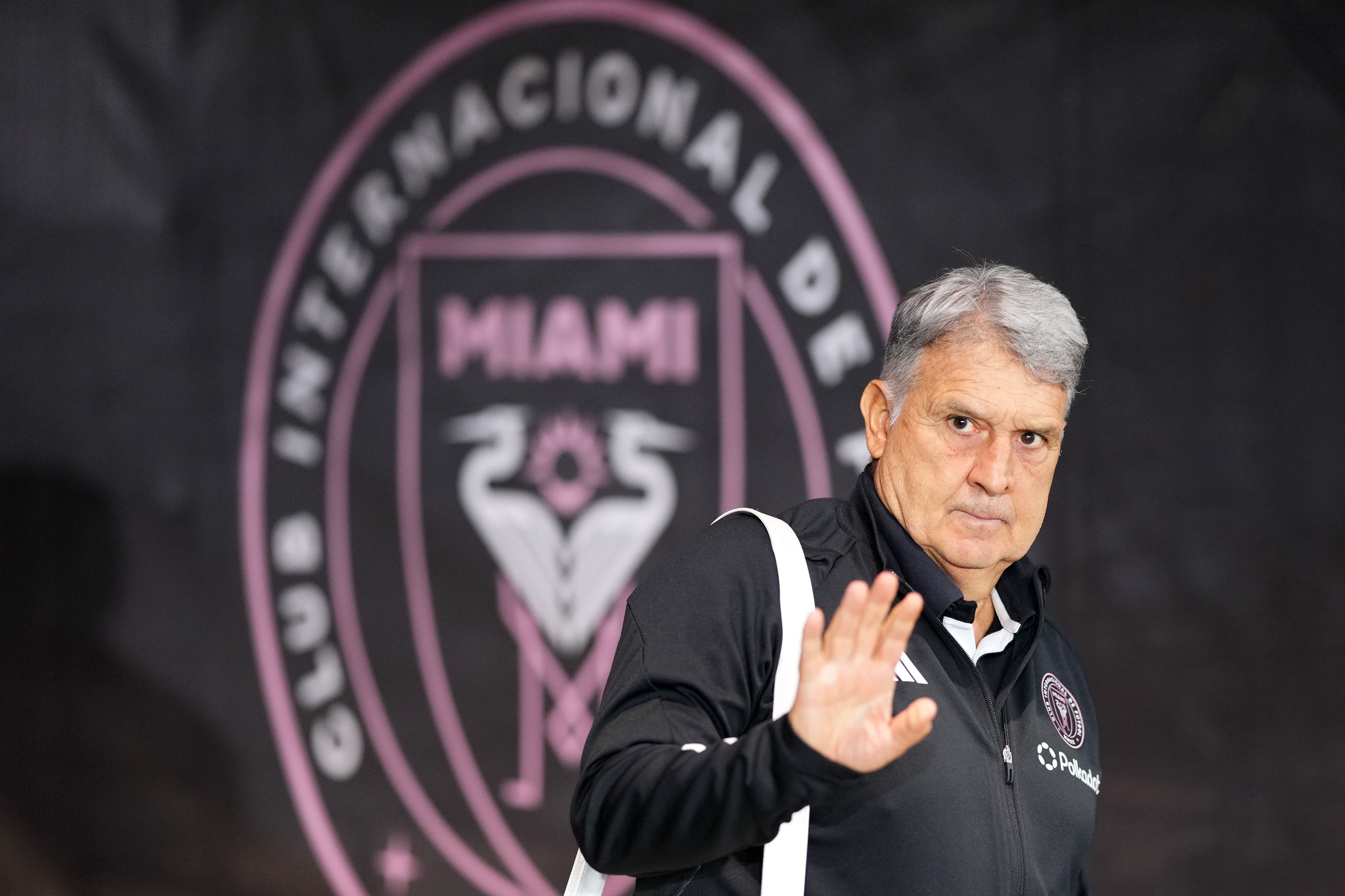 Gerardo Martino of Inter Miami arrives prior to the match against the Atlanta United
