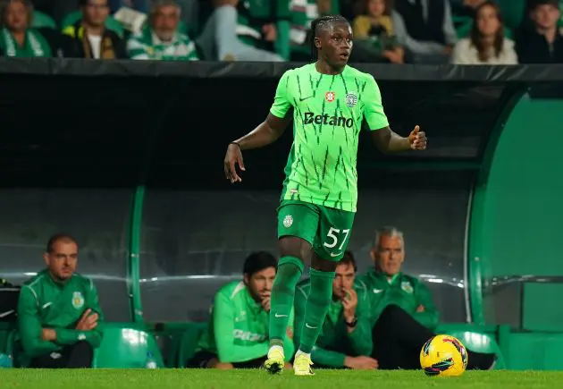 Geovany Quenda of Sporting CP in action