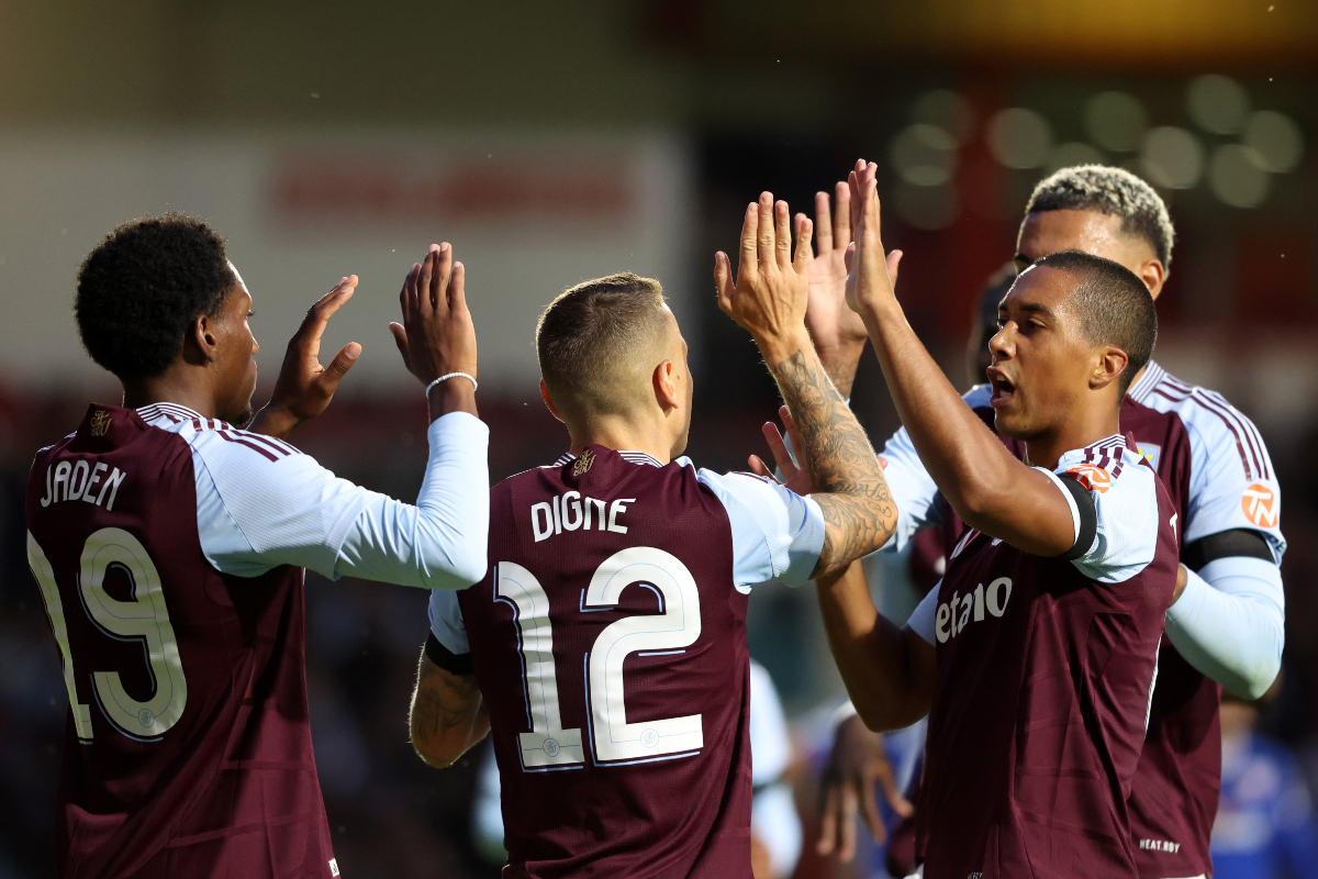 Jaden Philogene with his Aston Villa teammates