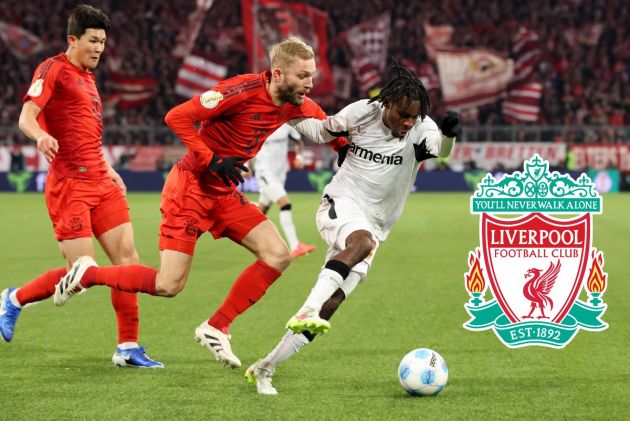 Jeremie Frimpong in action for Bayer Leverkusen against Bayern Munich