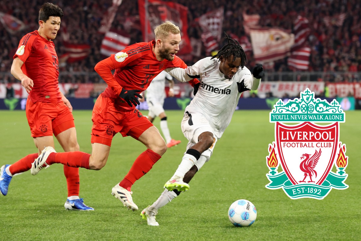 Jeremie Frimpong in action for Bayer Leverkusen against Bayern Munich