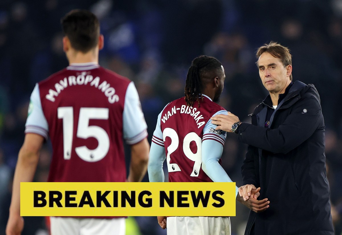 Julen Lopetegui with West Ham defender Aaron Wan-Bissaka