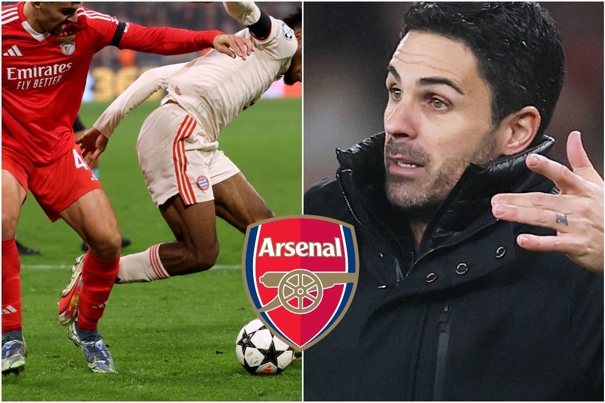 Kingsley Coman and Mikel Arteta