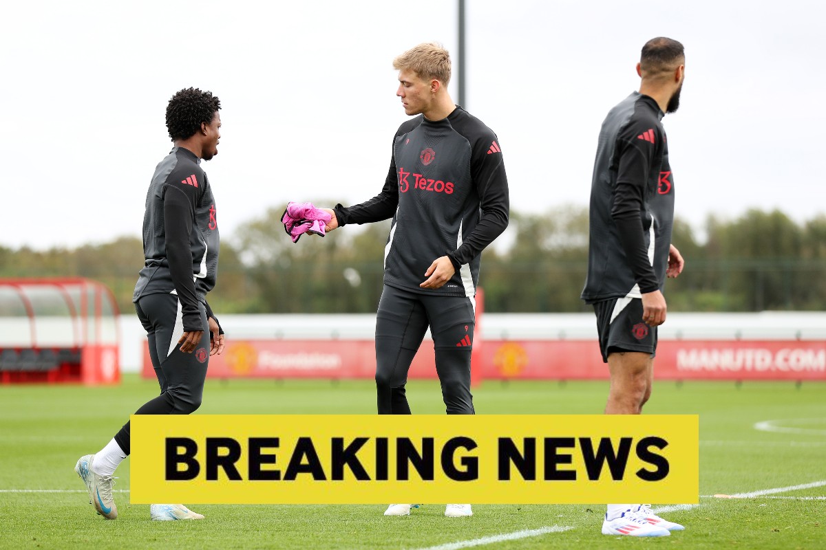 Man United stars Tyrell Malacia and Rasmus Hojlund in training