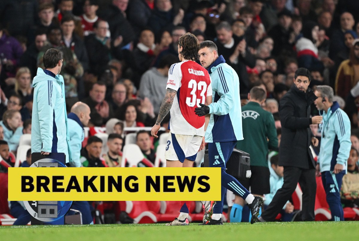 Riccardo Calafiori goes off injured for Arsenal