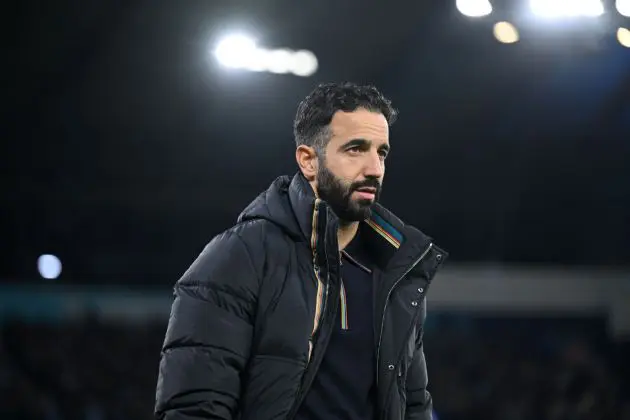 Man United manager Ruben Amorim during Man City match