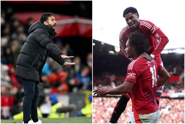 Ruben Amorim, Marcus Rashford and Joshua Zirkzee