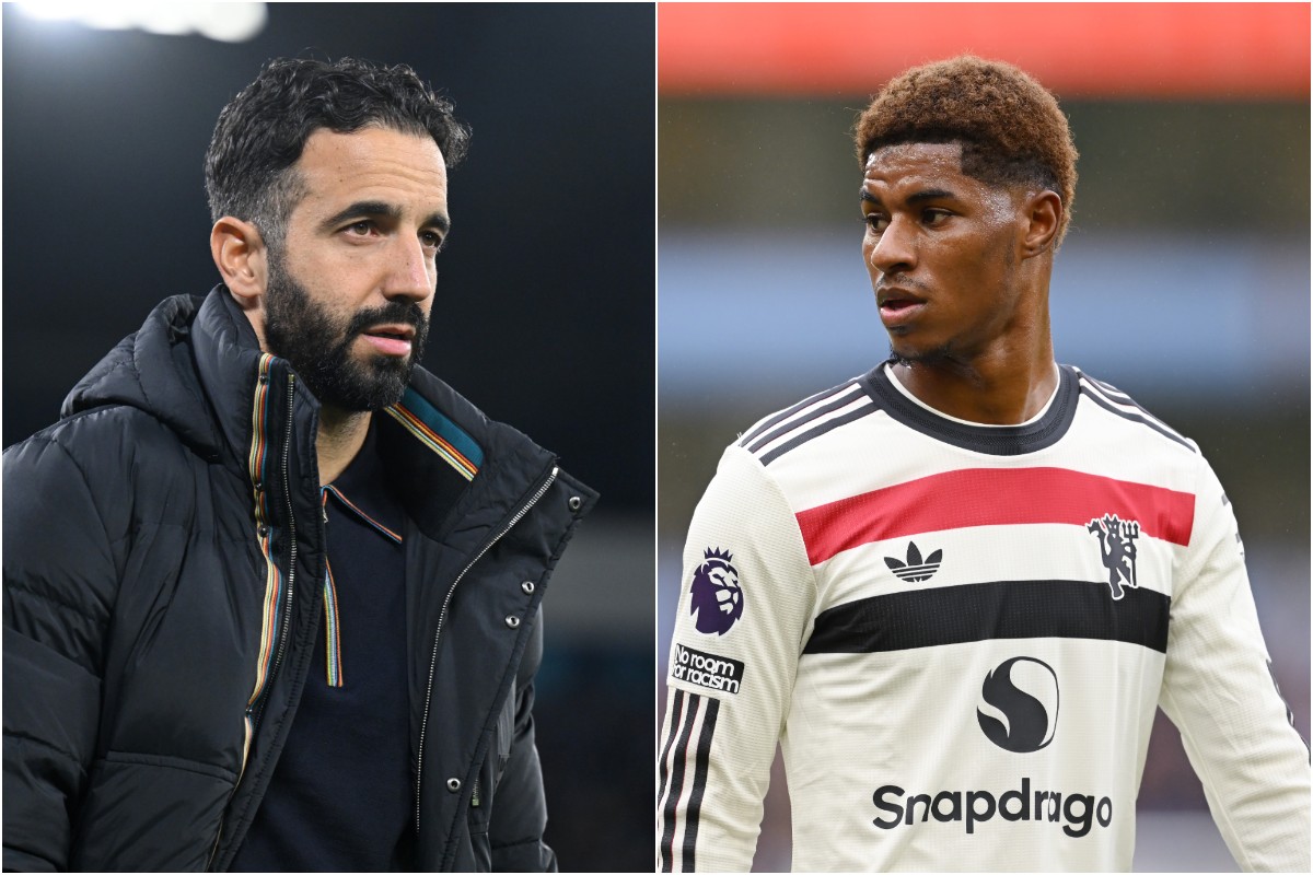 Ruben Amorim and Marcus Rashford of Man United