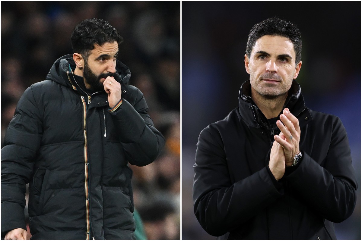 Man United manager Ruben Amorim and Arsenal manager Mikel Arteta