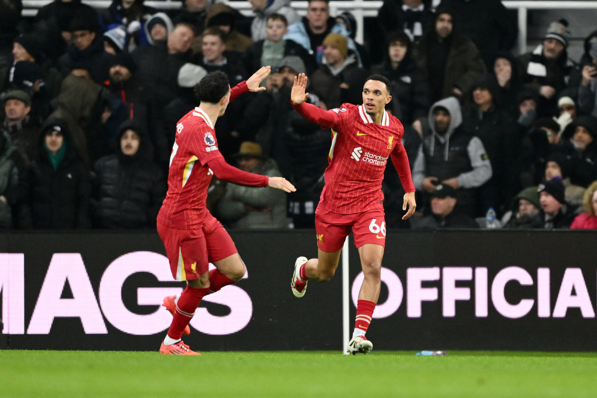 Trent Alexander-Arnold celebrates Liverpool goal vs Newcastle