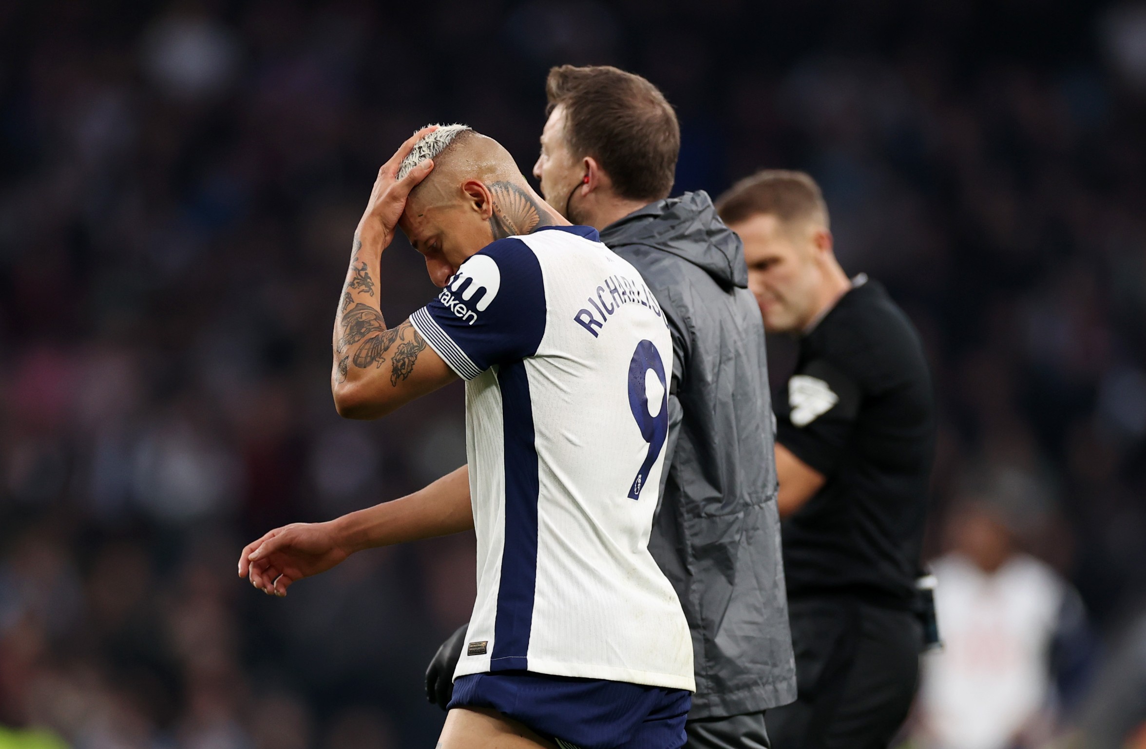 Richarlison of Tottenham Hotspur reacts as he leaves the pitch