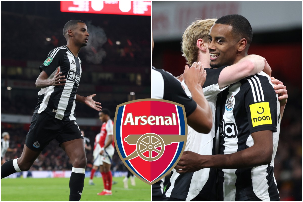 Alexander Isak scores against Arsenal