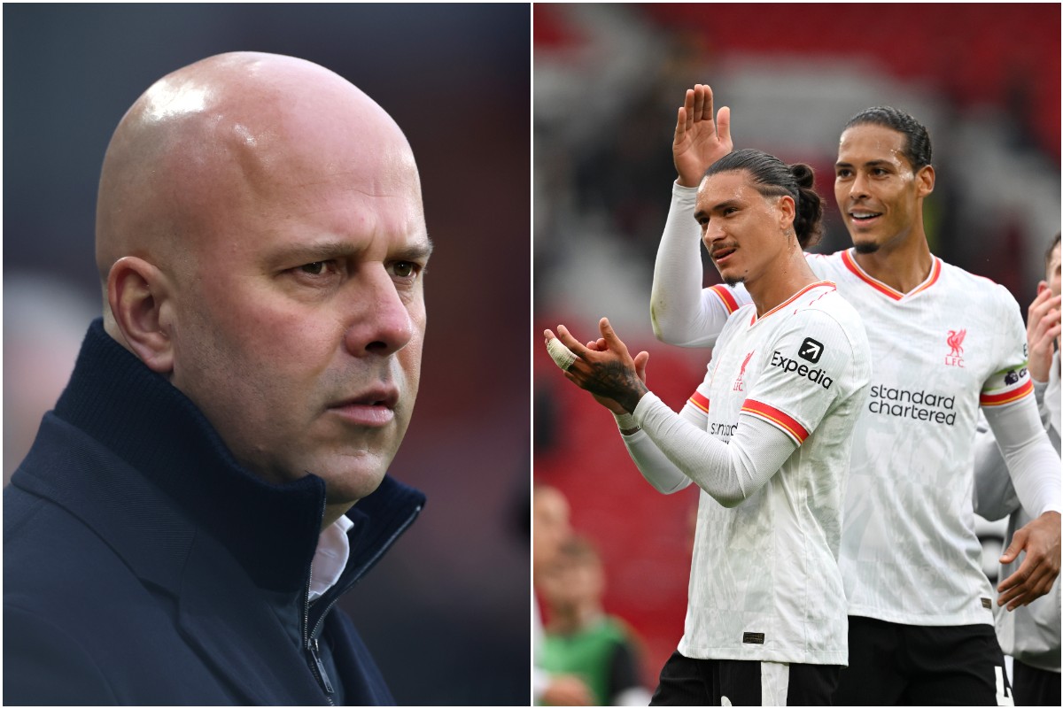 Arne Slot, Darwin Nunez and Virgil van Dijk
